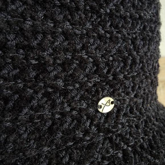 BETMAR NEW YORK Black Woven Knit Bucket Hat Wool Blend - Picture 2 of 8